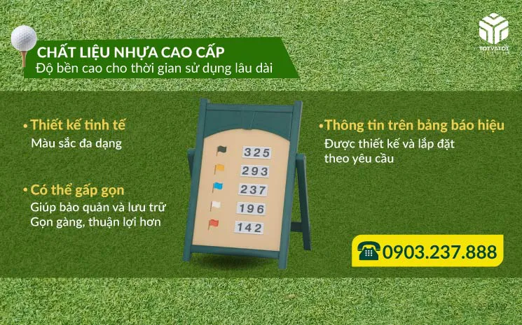 Bảng báo khoảng cách sân tập Golf theo màu cờ (Easel sign - driving range - medium size)